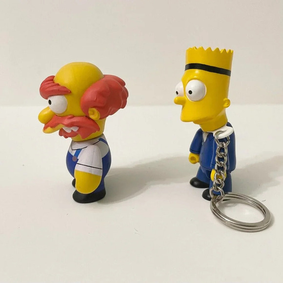 Lot  of 6 The Simpsons Toys Keychains Bart Krusty the Clown Maggie Groundskeeper - Picture 9 of 16
